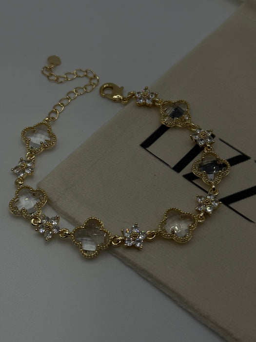 Floral Crystal Gold Filled Bracelet