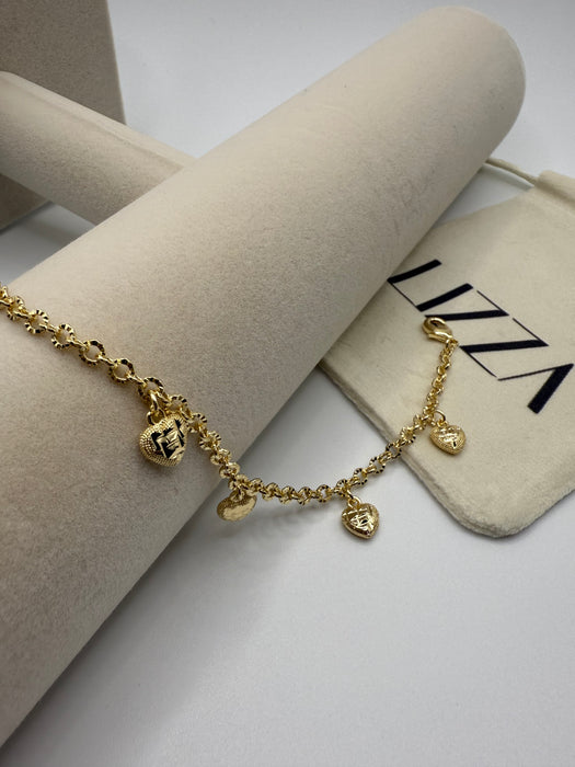 Heart Charm Gold Filled Bracelet